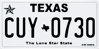 TX license plate CUY0730