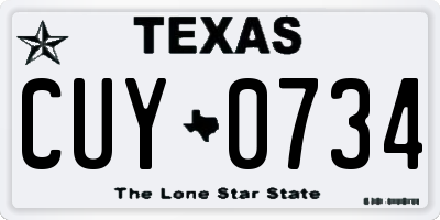 TX license plate CUY0734