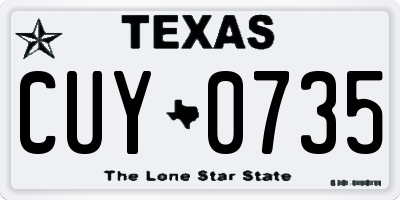 TX license plate CUY0735