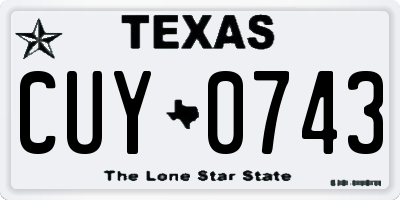 TX license plate CUY0743