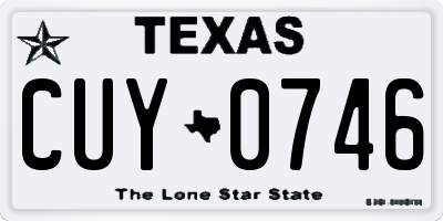 TX license plate CUY0746