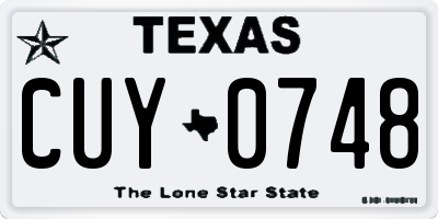 TX license plate CUY0748