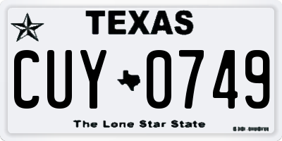 TX license plate CUY0749