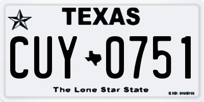 TX license plate CUY0751