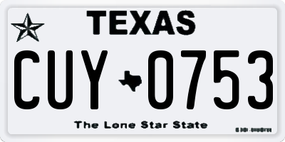 TX license plate CUY0753
