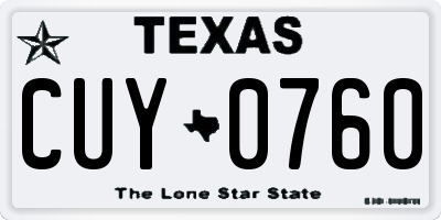 TX license plate CUY0760