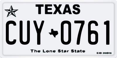 TX license plate CUY0761