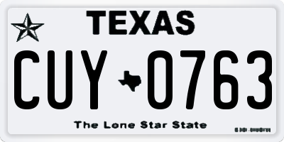 TX license plate CUY0763