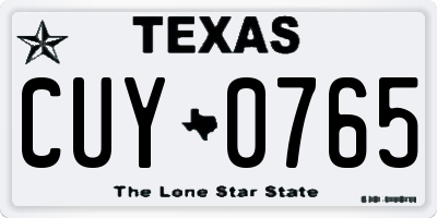 TX license plate CUY0765