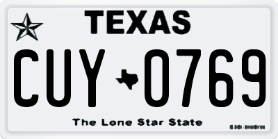 TX license plate CUY0769