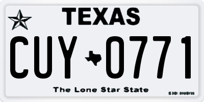 TX license plate CUY0771