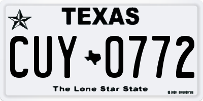 TX license plate CUY0772