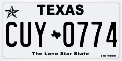 TX license plate CUY0774