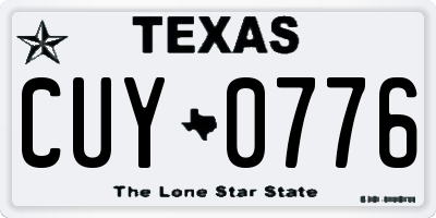 TX license plate CUY0776