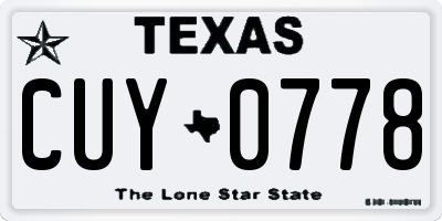 TX license plate CUY0778