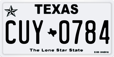 TX license plate CUY0784