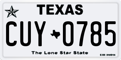 TX license plate CUY0785