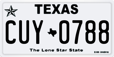 TX license plate CUY0788