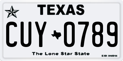 TX license plate CUY0789