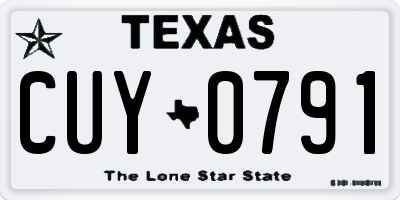TX license plate CUY0791