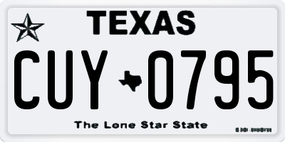 TX license plate CUY0795