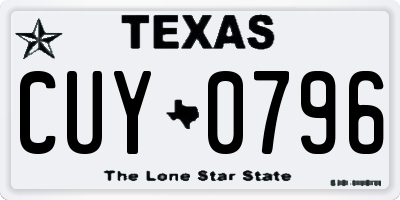 TX license plate CUY0796
