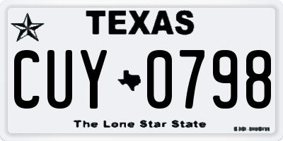 TX license plate CUY0798
