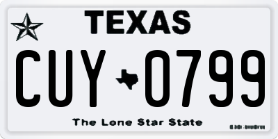TX license plate CUY0799