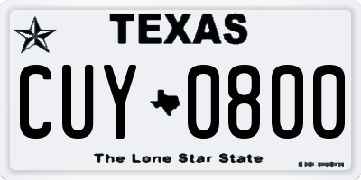 TX license plate CUY0800