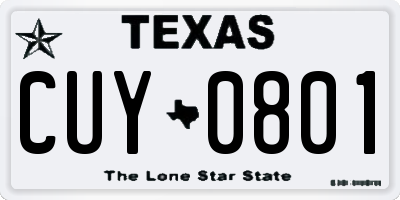 TX license plate CUY0801
