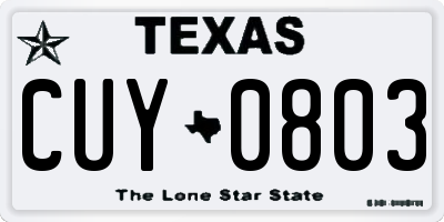 TX license plate CUY0803