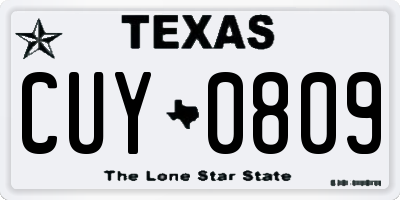 TX license plate CUY0809