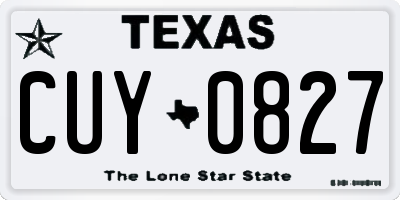 TX license plate CUY0827