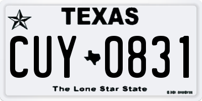 TX license plate CUY0831