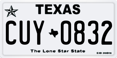 TX license plate CUY0832