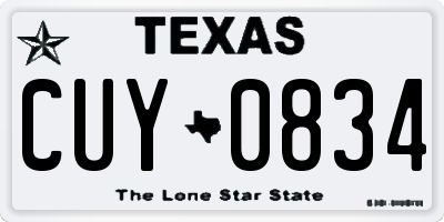 TX license plate CUY0834
