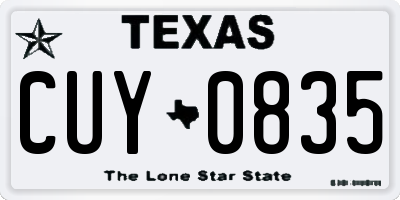 TX license plate CUY0835