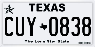 TX license plate CUY0838