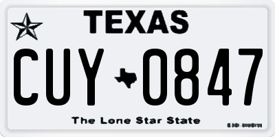 TX license plate CUY0847