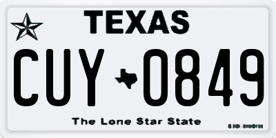 TX license plate CUY0849