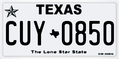 TX license plate CUY0850