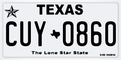 TX license plate CUY0860