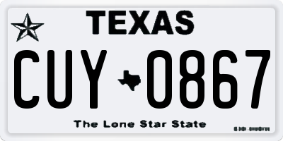 TX license plate CUY0867