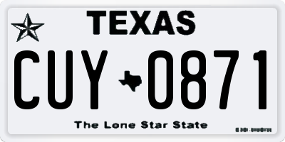 TX license plate CUY0871