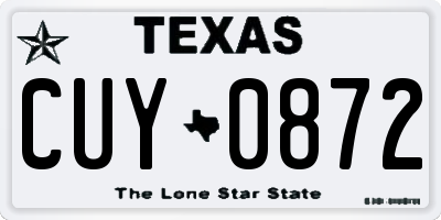 TX license plate CUY0872