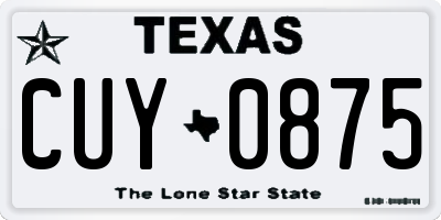 TX license plate CUY0875
