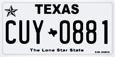 TX license plate CUY0881