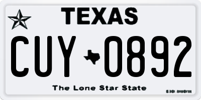 TX license plate CUY0892