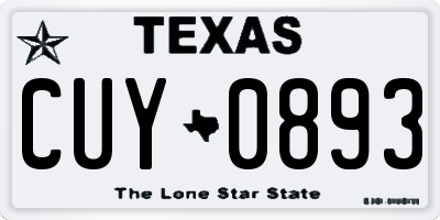 TX license plate CUY0893