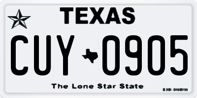 TX license plate CUY0905
